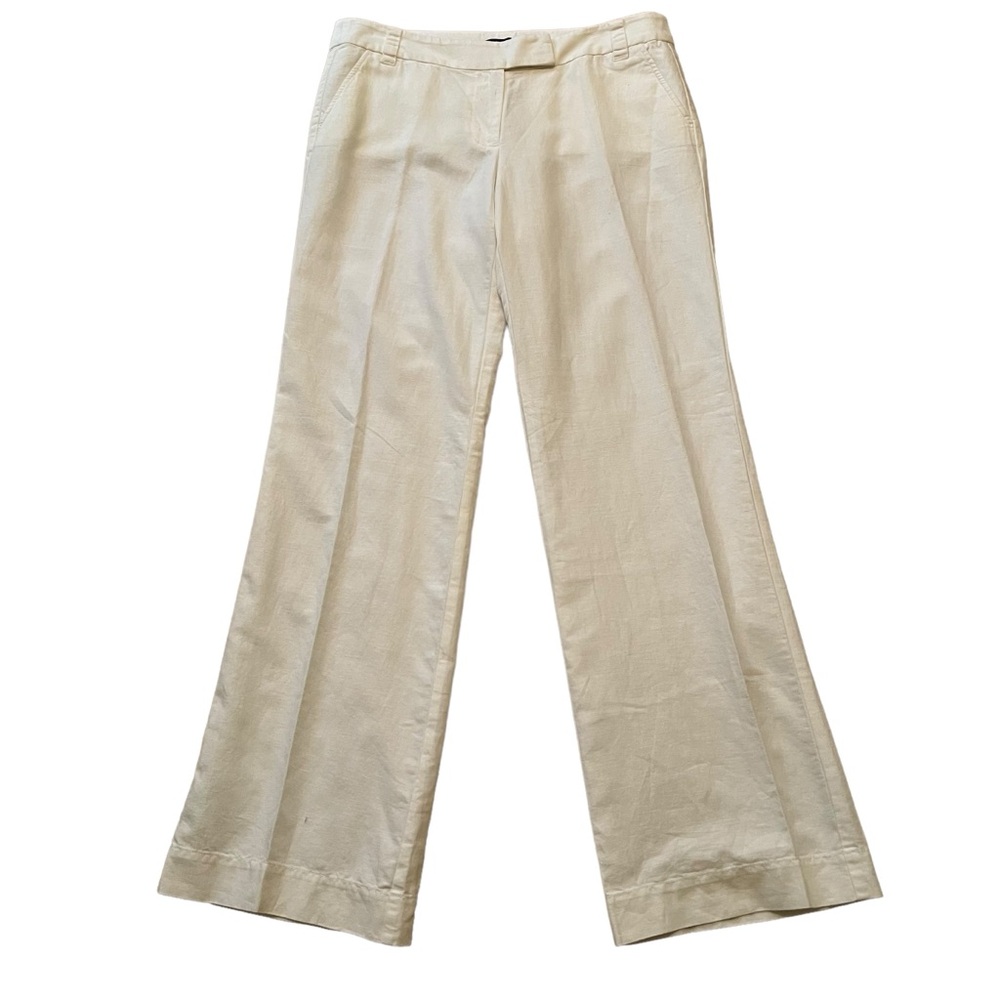J. Crew Creamy White Linen/Cotton Trouser Pant 12 Tall